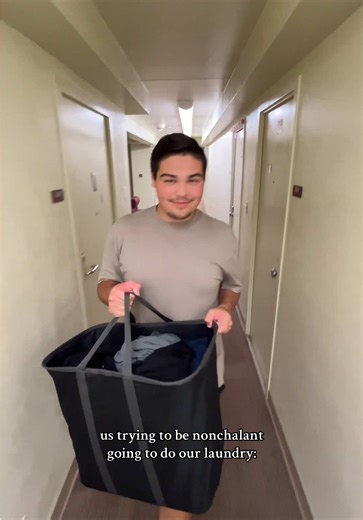 Nonchalant Laundry Routine at College Dorm