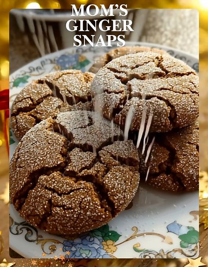 Mom’s Ginger Snaps Ingredients: 1 cup packed brown sugar 3/4 cup vegetable oil 1/4 cup molasses 1 large egg 2 cups all-purpose flour 2 teaspoons baking soda 1 teaspoon ground ginger 1 teaspoon ground cinnamon 1/2 teaspoon ground cloves 1/4 teaspoon salt 1/3 cup white sugar (for rolling) Directions: Preheat Oven: Preheat your oven to 375°F (190°C). Prepare your baking sheets (no need to grease them). Mix Wet Ingredients: In a large mixing bowl, combine the brown sugar, vegetable oil, molasses, an