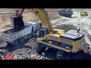 Massive Mining Operation | Caterpillar 385C Excavator Loading Mercedes & MAN Dump Trucks in 3 Passes