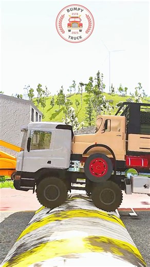 BeamNG.drive Truck #91 LONGEST TRUCK EVER?! TOW TRUCK pulls DUMP, FUEL TANKER & VAN over a BUMP!