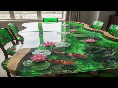 Let's See How I Created This Beautiful Lotus Carp And Flower 3D Table And Chair Set!