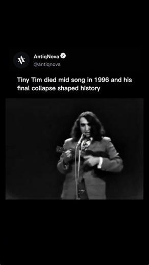 AntiqNova on Instagram: "Tiny Tim died mid song during a show in Minneapolis in 1996. He performed Tiptoe Through The Tulips for an audience at a local gala. Witnesses reported that he looked weak before he walked on stage. He pushed through the performance then collapsed while still singing his signature melody. Staff moved him away from the stage and brought him to a hospital. Doctors reported a fatal heart attack soon after arrival. He was 64. Herbert Butros Khaury was born on April 12 1932 a