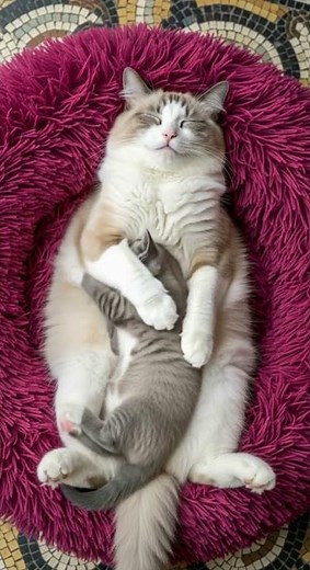 Mom Cat’s Perfect Hug—This Is What Pure Love Looks Like Kitten Hiding Inside #hide #inside #kitty