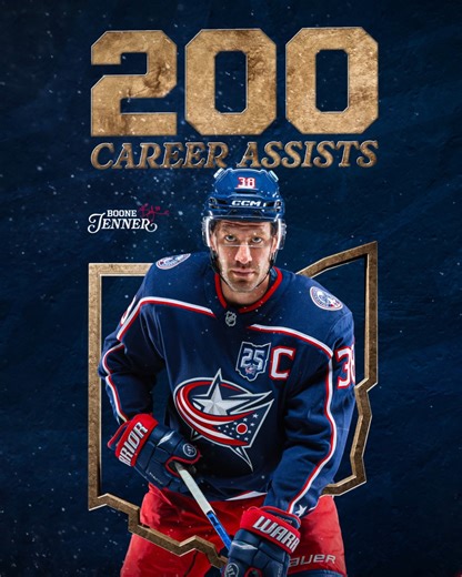 Columbus Blue Jackets on Instagram: "CAP HIT ANOTHER MILESTONE! Congrats on 200 career assists, Boone 💪 CBJ x @drinkgaragebeer"