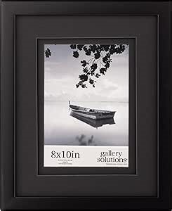 Gallery Solutions presents - 8"x10" - Black Frame with Double Mat - For 5"x7" Photos - Versatile for Wall or Tabletop Display - Rectangular - Poster Frame