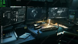 High Tech Surveillance Program Activates Radar To Find Mission Target On Map. High Tech Target Tracking Radar Finds And Scans Position In Egypt. High Tech Spy System. Radar Collects Intelligence