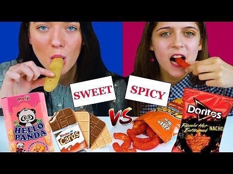 ASMR SWEET VS SPICY FOOD CHALLENGE EATING SOUND LILIBU