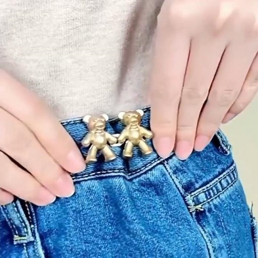Teddy Bear Metal Jeans Button Hack | Instantly Tighten Loose Jeans Without Sewing! #ytshorts #diy