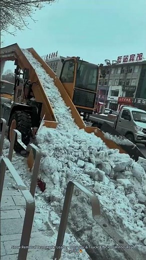 Snow Removal Teamwork: Loader Conveyor & Truck! Efficient Winter Road Clearing 🔥