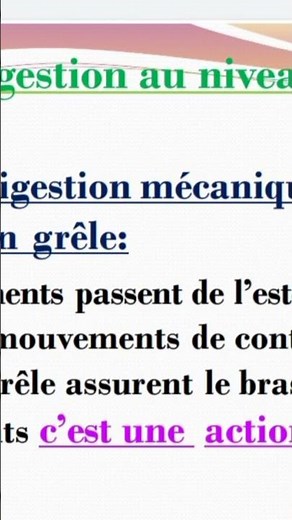 la digestion et l'absorption intestinale