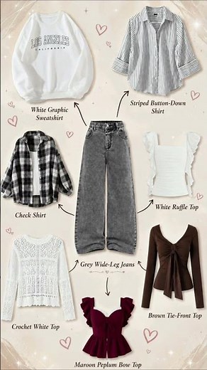 Stylish Tops to Wear with Grey Wide-Leg Jeans | Casual & Chic Outfit Ideas ✨ #shorts #ytshorts