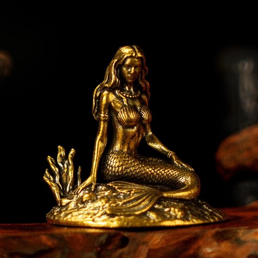 Brass Mermaid Figurine – Decorative Figurine for Nautical & Coastal Decor - Etsy