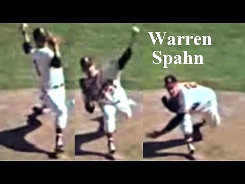 Warren Spahn "vertically body rolling, put snap on a ball slowly" Pitching Mechanics Slow Motion