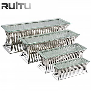 [Hot Item] Catering Party Decoration Buffet Elevation Dessert Display Stand and Risers Restaurant Serving Cake Set Glass Platter Buffet Food Display Stand