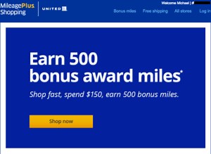 Earn 500 Bonus Miles from United MileagePlus Shopping