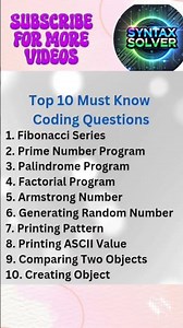Top 10 interview Coding Questions