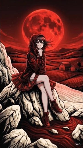 Dark Anime Girl Under Red Moon 🌙 | Cinematic Anime Shorts