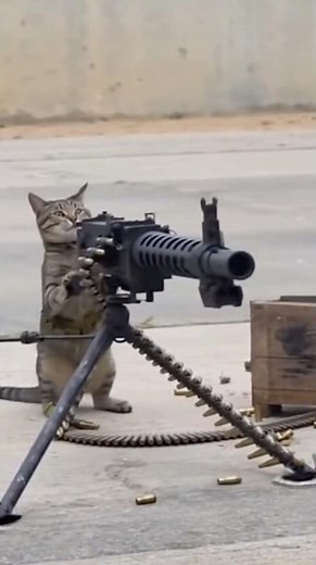 Cat Commando in Action! | Funny Realistic Cat with Heavy Machine Gun 😹🔥​#viral #shorts