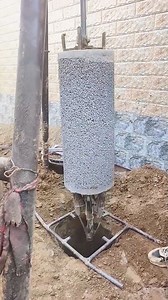 Drilling down cement pipe wall process | Worker amazing