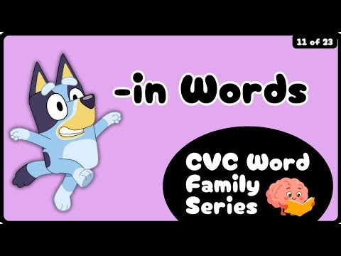 Bluey CVC 🐾 Learn “-in” Words | Brain Break for Kids! Movement Phonics Game & Classroom Brain Break