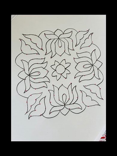 Traditional Rangoli Design with 16-2-2 Dots | Easy Dot Kolam for Festivals & Daily Use