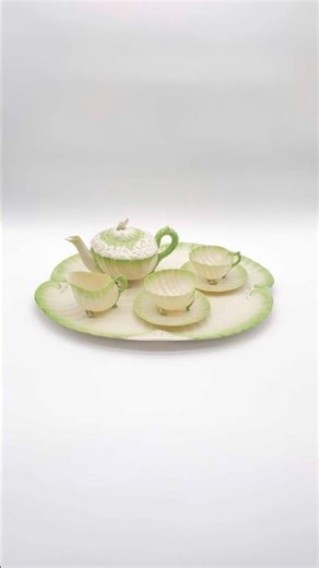 Belleek Porcelain Neptune Cabaret Tea Set, Victorian, 1891-1926