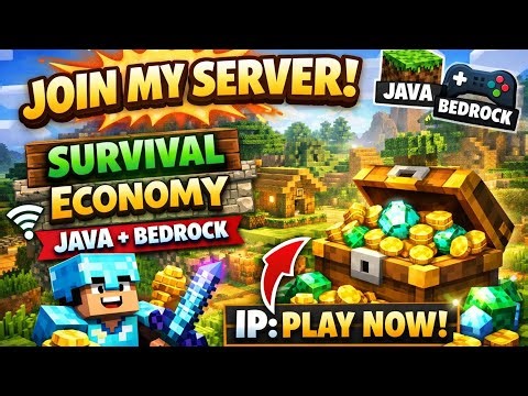 Join My Minecraft Survival Economy Server! (Java + Bedrock) | Public SMP IP 🚀🎮