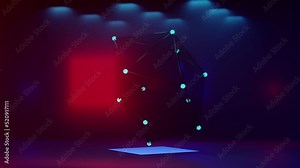 abstract sci-fi technology background object. The random geometry with a motion. processing of big data. Transfer, Network movement line, server, and hi-speed internet. 3D Animation