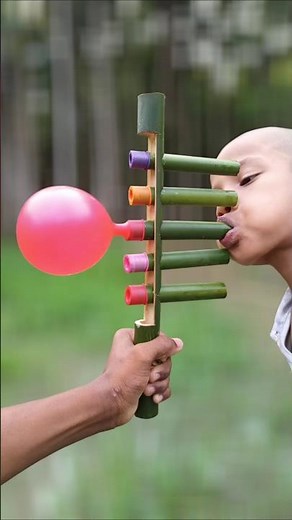 Bamboo Balloon Toy Using 5 Pipes | DIY Eco Popper for Kids Fun