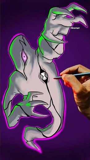 Drawing Ghostfreak from Ben 10! 👻 Scary Alien Art Speedpaint