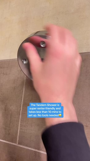 The Tandem Shower is super renter-friendly and takes less than 10-mins to set up. No tools needed 😉 #tandemshower #boona #doubleshowerheads #showertok #renterfriendly #showerupgrade #renterfriendlymakeover