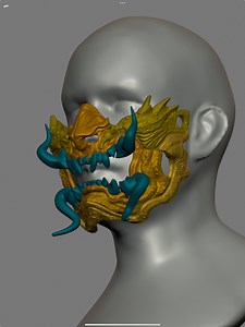 7.4K views · 45 reactions | Free style golden Oni mask 3D sculpted in Nomad on m2 iPad Pro 16gb ram | Michael Wong | Facebook