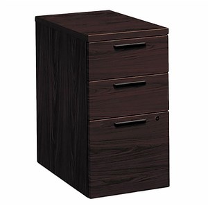 HON 105102NN 10500 Series Mahogany Three-Drawer Mobile Pedestal Filing Cabinet - 15 3/4" x 22 3/4" x 28"