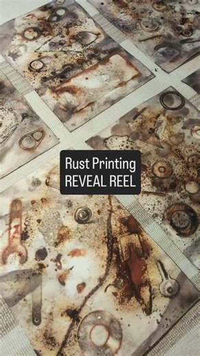 Indigo and Thyme on Instagram: "Rust Printing - REVEAL I'm loving the marks made on this 300gms watercolor paper, using vinegar, rusty items, turmeric, tea and walnut ink. I found it hard to leave them alone for 2 days, but it was worth the wait because the prints have come out really strong. Can't wait to try them out on fabric next. How do you use your rust prints? I'd love to know. "