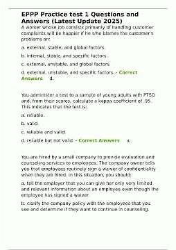 EPPP Practice test 1 Questions and Answers Latest Update 2025
