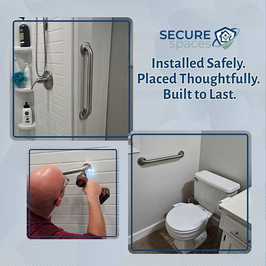 🚿💪 Grab bars aren’t one-size-fits-all. Every person (and every bathroom) is different. That’s why proper placement and installation matter so much for safety and ease of use. We’ve installed grab bars vertically, horizontally, and diagonally, even custom options that double as towel bars or toilet paper holders, all tailored to each client’s unique mobility needs and space. A securely installed grab bar can prevent a serious fall and give you or your loved one extra confidence with every move.