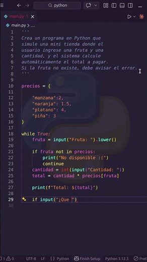Crea una tienda en Python en segundos 🛒🔥 | Proyecto fácil para principiantes #Shorts