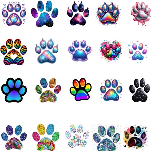 Watercolor Animal Paw Prints PNG Set, Transparent Pet Clipart, Digital Download - Etsy