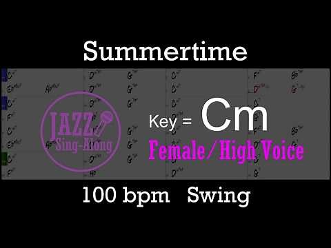Summertime - with Intro + Lyrics in Cm (Female) - Jazz Sing-Along