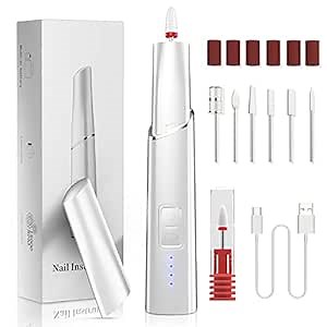 Cordless Nail Drill Machine, Electric Nail Drill - Rechargeable Portable Professional Nail File Kit With LED Lights Ceramic Carbide Bits, Battery Operated Manicure Cuticle Drill, Removing Gel Nails