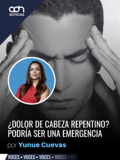 Un dolor de cabeza puede tener distintas causas, pero cuando aparece de forma repentina y es extremadamente intenso, puede ser una señal de alerta. Yunue Cuevas explica qué síntomas pueden relacionarse con un aneurisma y recuerda que, ante un dolor así, es importante llamar al 911. @yunuecuevass #voces #YC #salud #cabeza #adnnoticias