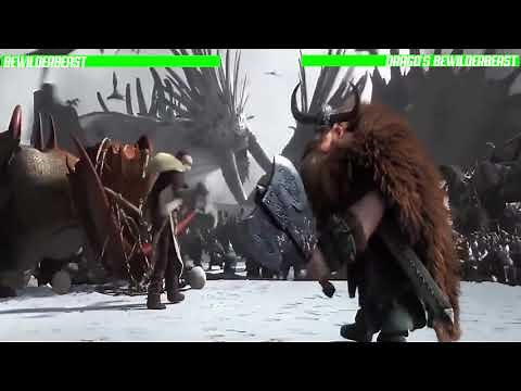 How to Train Your Dragon 2 Alpha Bewilderbeast Vs Drago's Bewilderbeast With Healtbars