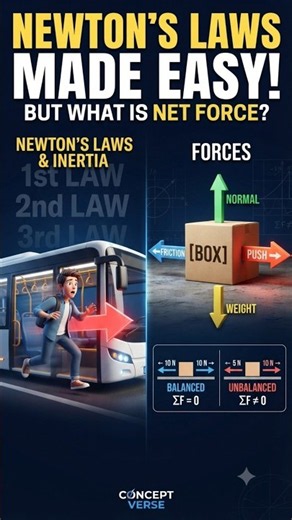 ⚡ Newton’s Laws made EASY! 🧠Learn Force, Net Force & Friction in seconds! 🚀