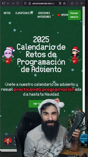 En Navidad hay que seguir practicando programación... Este es el Calendario de Adviento para programadores de Kiko Palomares! 🗓️ Tienes un nuevo reto cada día del 1 al 24 de diciembre 💻 Puedes usar JavaScript o TypeScript desde la propia web #programador #programacion #programadores #javascript #typescript | Brais Moure