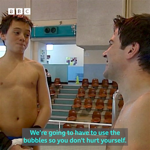 As the Olympics kick off in Paris, a look back at 14-year-old Tom Daley in training for the 2008 games, with Blue Peter presenter Gethin Jones vainly attempting to pick up some tips from the young master. | BBC Archive