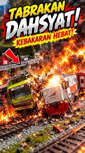 KERETA API CC 201 TABRAK MOBIL TRUK HINGGA TERBAKAR HEBAT!! 😱🚂🔥#shorts​ #keretaapi​ #kai #cc201