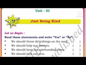 Just Being Kind Class 1 Unit 3 English full lesson explanation with solved textbook activities