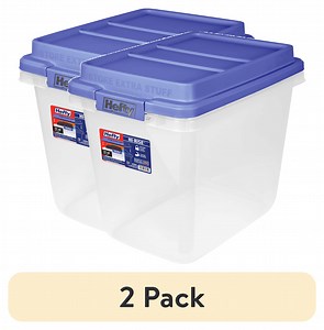 (2 pack) Hefty, 32 Quart Clear Storage Bin, Latched Storage Container, with Blue HI-RISE Lid - Walmart.com
