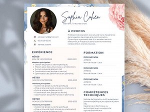 Modèle de CV Canva avec lettre de motivation 2025, CV professionnel esthétique avec photo, Resume Design, CV Template Professional & Modern - Etsy France