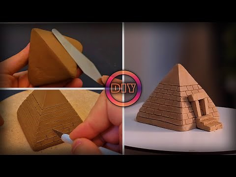 Making a miniature Egyptian pyramid only with clay and tools. | DIY